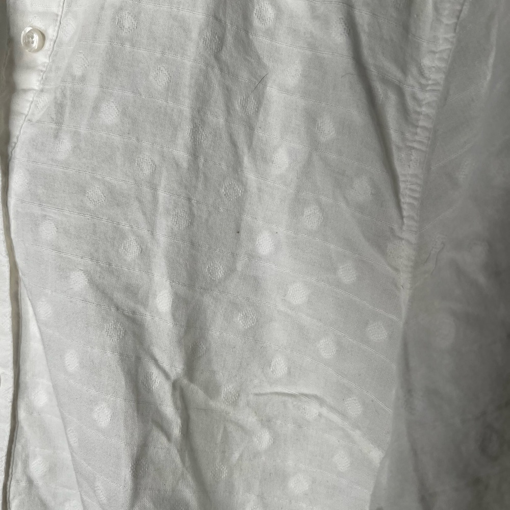 Talbots White Textured Dot Button Pullover Blouse… - image 6